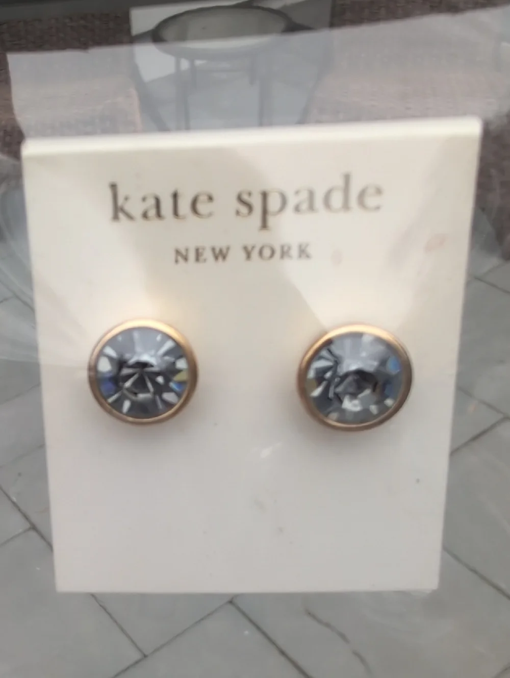kate spade Blue Crystal Gold-Tone Stud Earrings